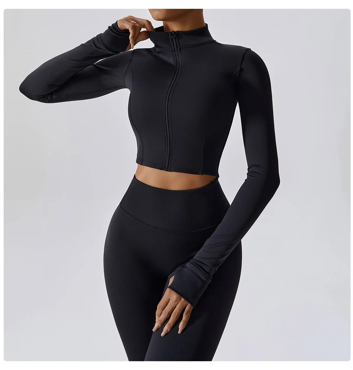 Ensemble Fitness 3 Pièces Sculptant Femme Veste Zippée Brassière Legging - Belle Aura