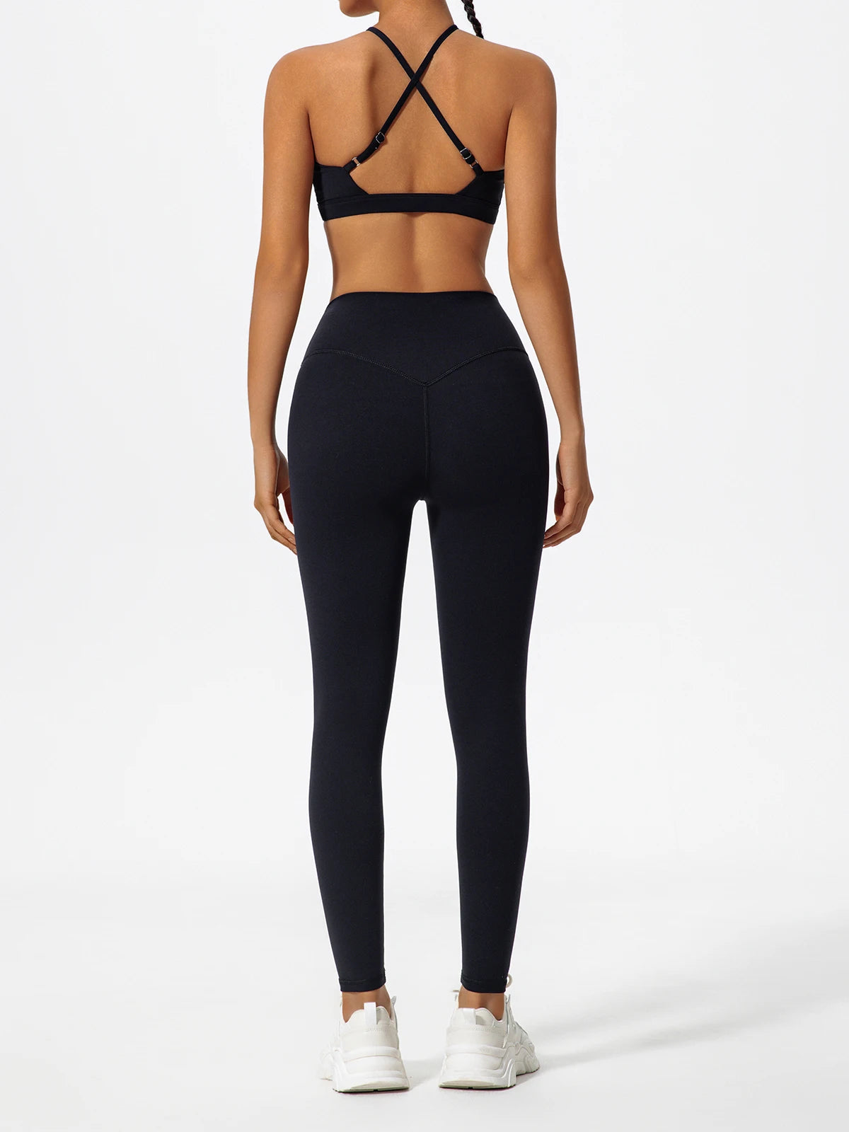 Ensemble Sport Femme Brassière Dos Croisé Legging Sculptant Taille Haute - Belle Aura