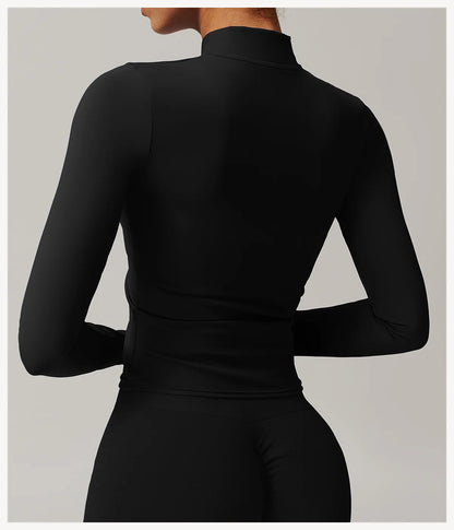 Veste Sport Femme Gainante Zippée Ultra-Ajustée Passages Pouces - Belle Aura
