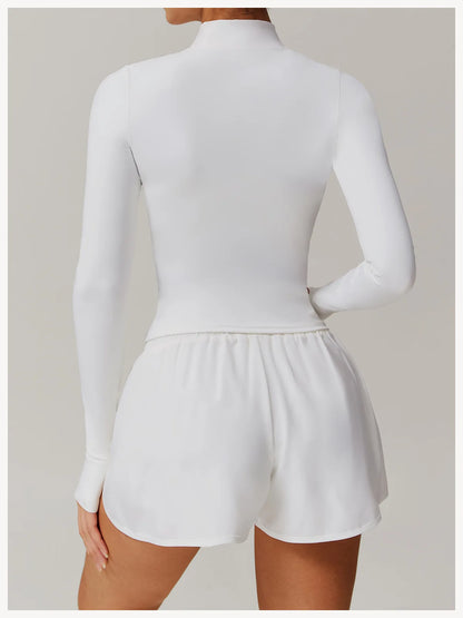 Veste Sport Femme Gainante Zippée Ultra-Ajustée Passages Pouces - Belle Aura