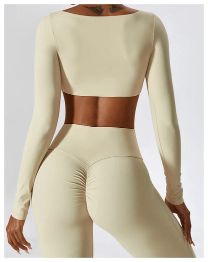 Crop Top Sport Femme Encolure Carrée Sculptant Style Minimaliste Premium - Belle Aura