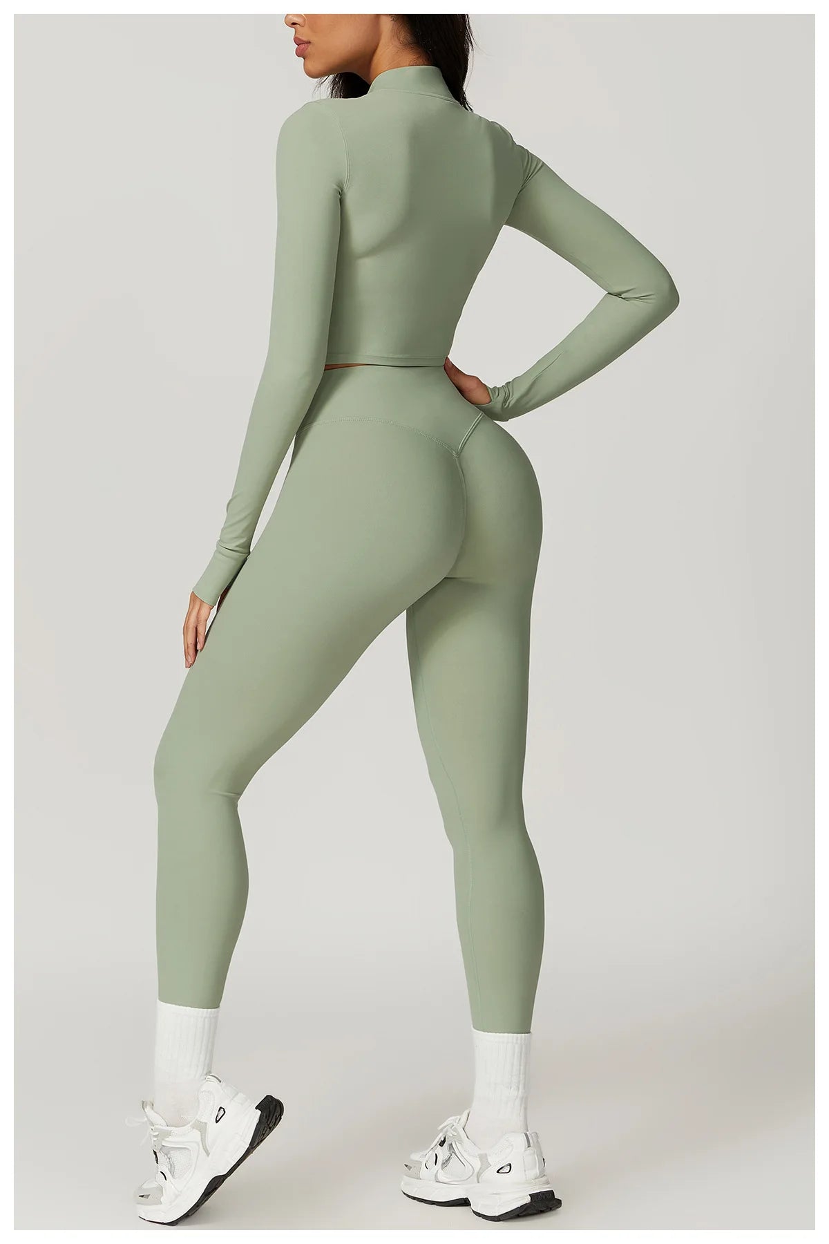 Ensemble Fitness 3 Pièces Sculptant Femme Veste Zippée Brassière Legging - Belle Aura