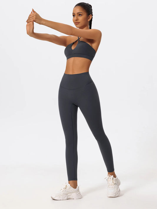 Ensemble Sport Femme Brassière Dos Croisé Legging Sculptant Taille Haute - Belle Aura