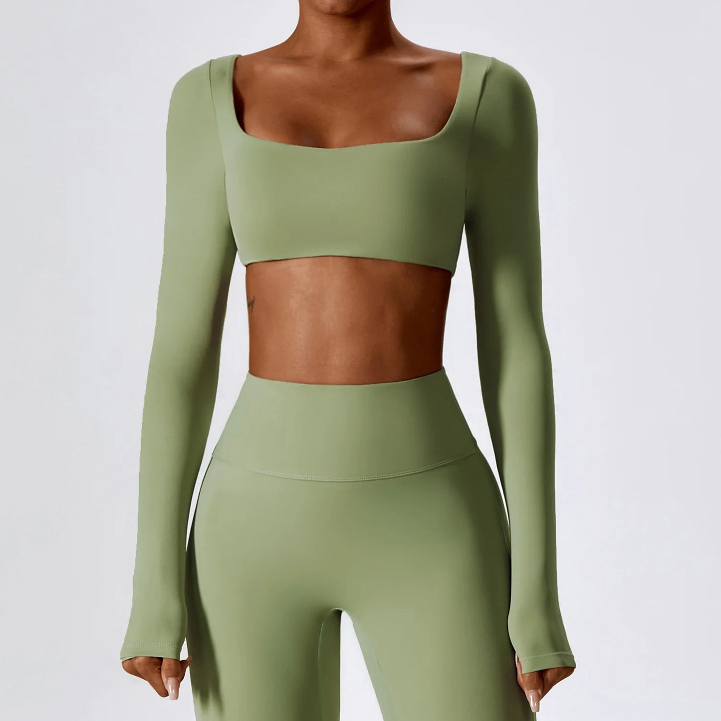 Crop Top Sport Femme Encolure Carrée Sculptant Style Minimaliste Premium - Belle Aura
