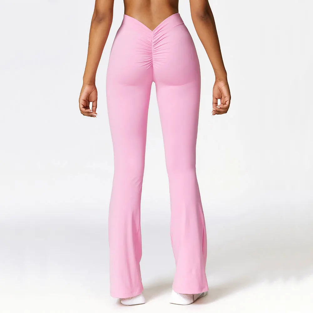 Legging Flare Femme Sculptant Taille Haute en V Effet Galbe BootyLift - Belle Aura