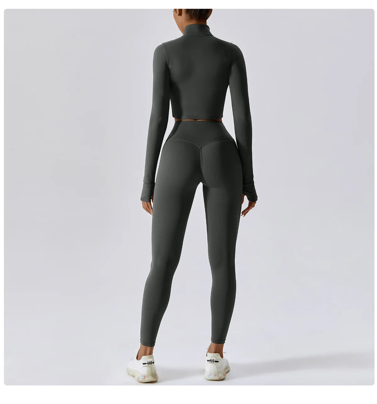 Ensemble Fitness 3 Pièces Sculptant Femme Veste Zippée Brassière Legging - Belle Aura