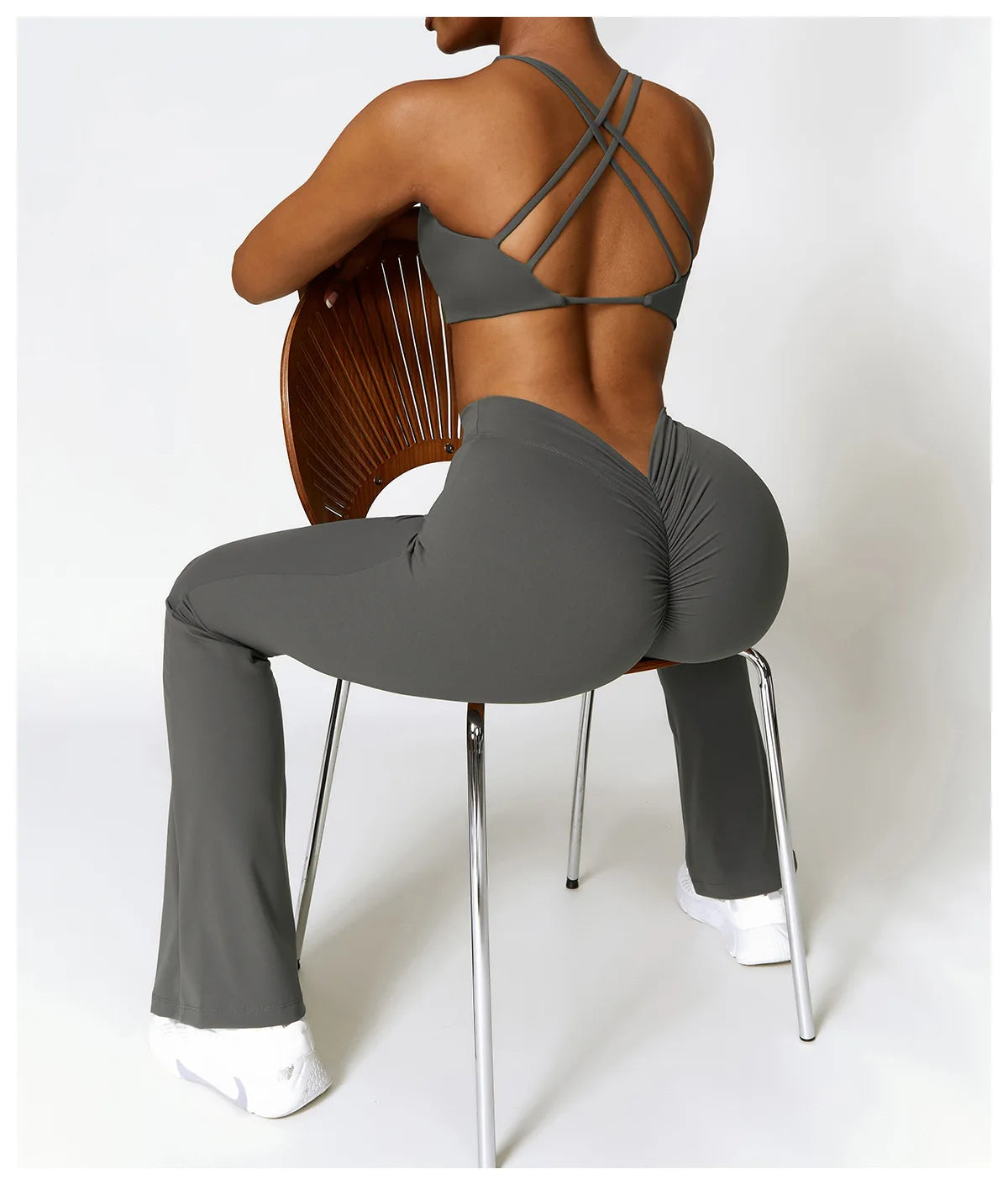 Legging Flare Femme Sculptant Taille Haute en V Effet Galbe BootyLift - Belle Aura