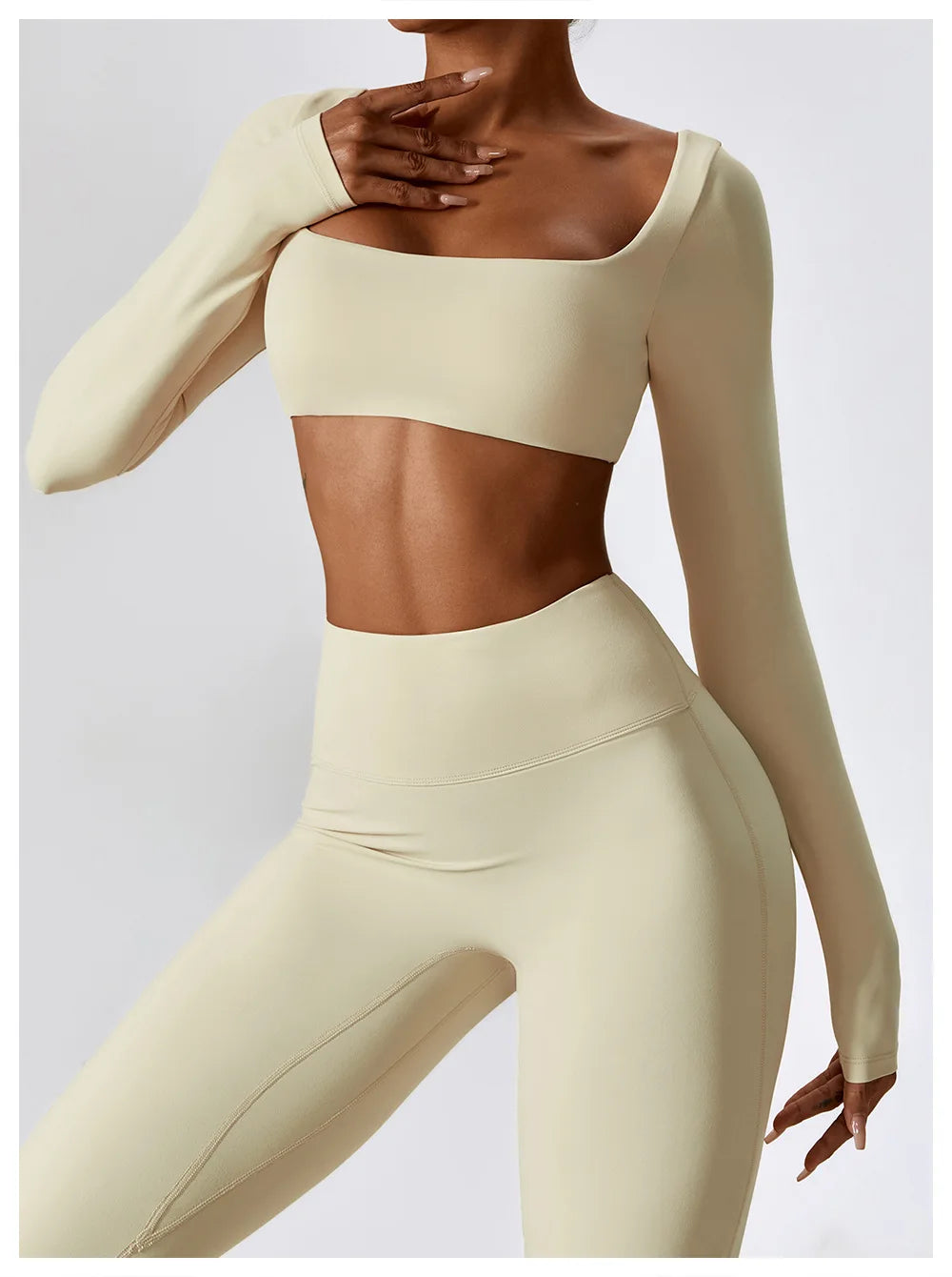 Crop Top Sport Femme Encolure Carrée Sculptant Style Minimaliste Premium - Belle Aura