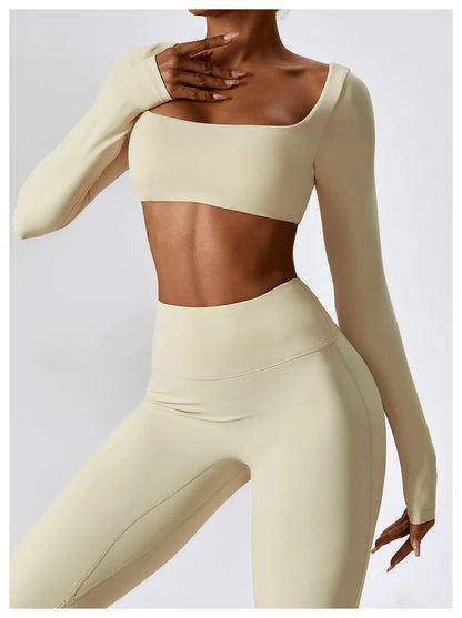 Crop Top Sport Femme Encolure Carrée Sculptant Style Minimaliste Premium - Belle Aura