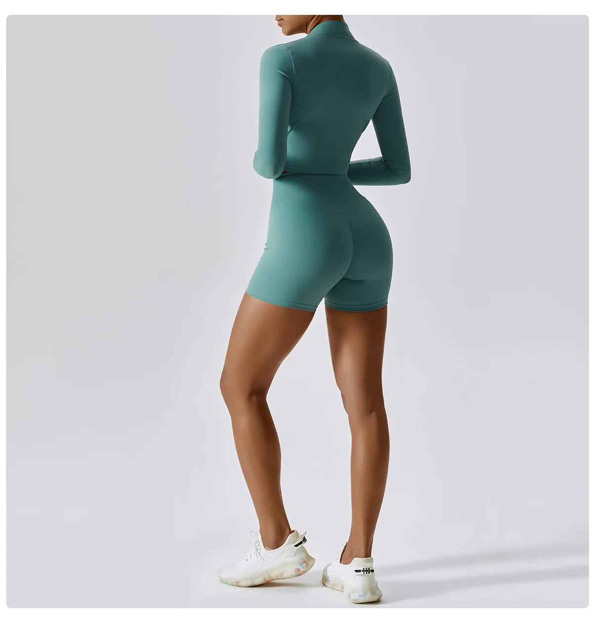 Ensemble Sport 3 Pièces Femme Veste Brassière Short Tissu Respirant Léger - Belle Aura