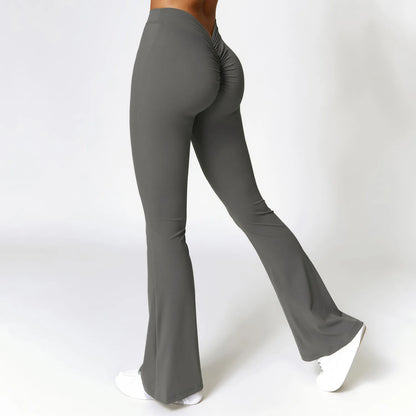 Legging Flare Femme Sculptant Taille Haute en V Effet Galbe BootyLift - Belle Aura