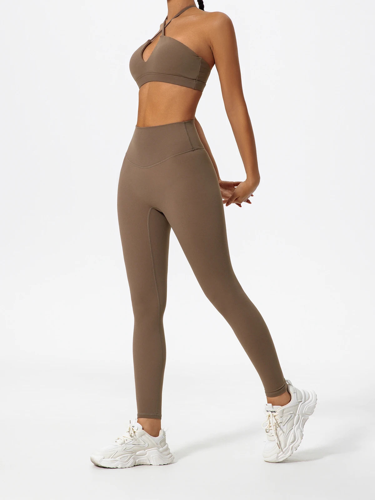 Ensemble Sport Femme Brassière Dos Croisé Legging Sculptant Taille Haute - Belle Aura