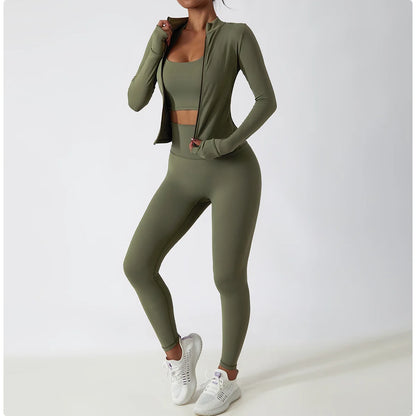 Veste Sport Femme Gainante Zippée Ultra-Ajustée Passages Pouces - Belle Aura