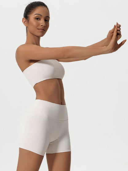 Ensemble Sport Femme Brassière Bandeau Short Taille Haute Sculptant - Belle Aura