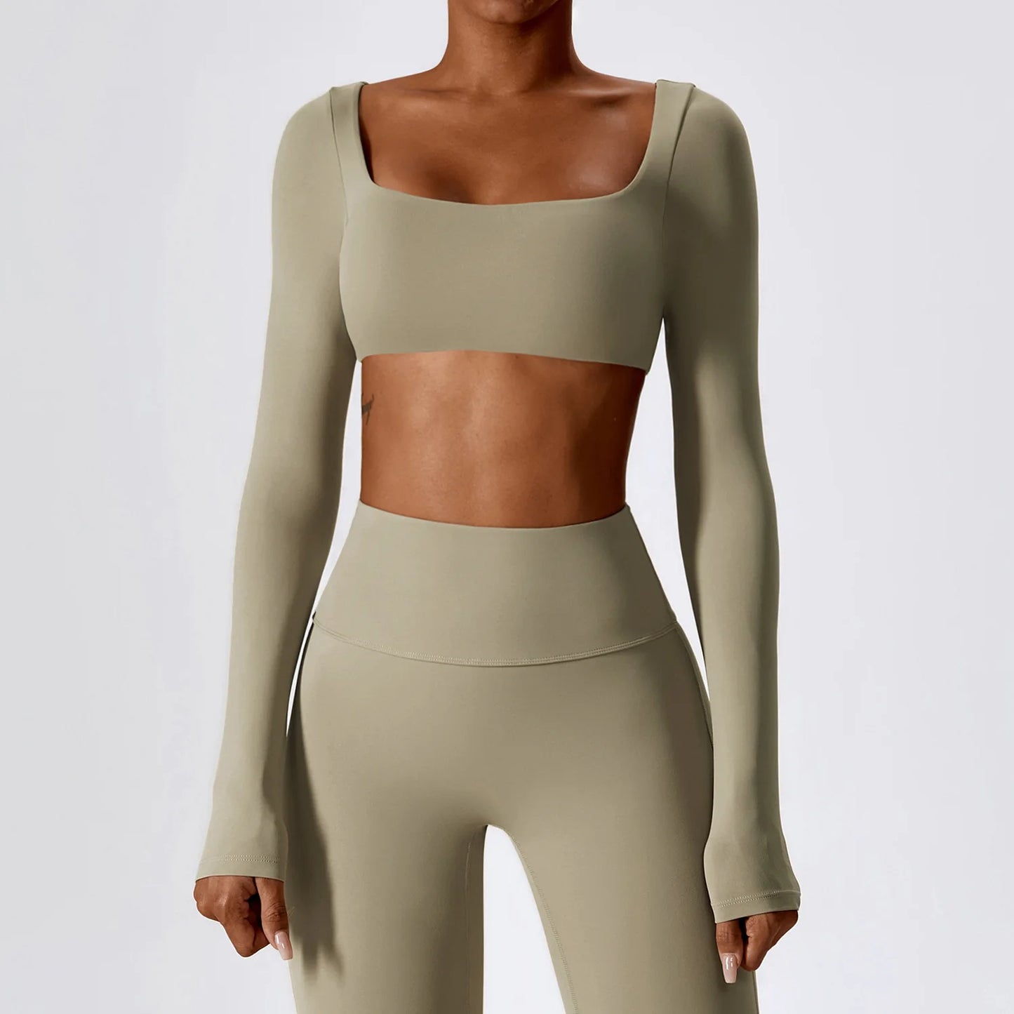 Crop Top Sport Femme Encolure Carrée Sculptant Style Minimaliste Premium - Belle Aura