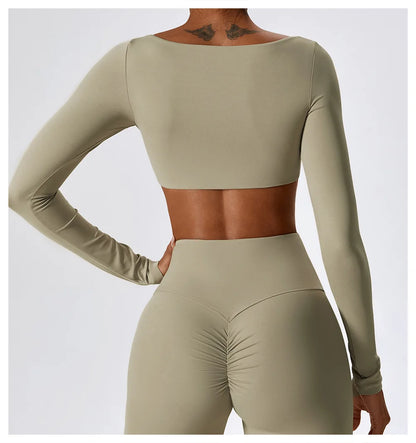 Crop Top Sport Femme Encolure Carrée Sculptant Style Minimaliste Premium - Belle Aura