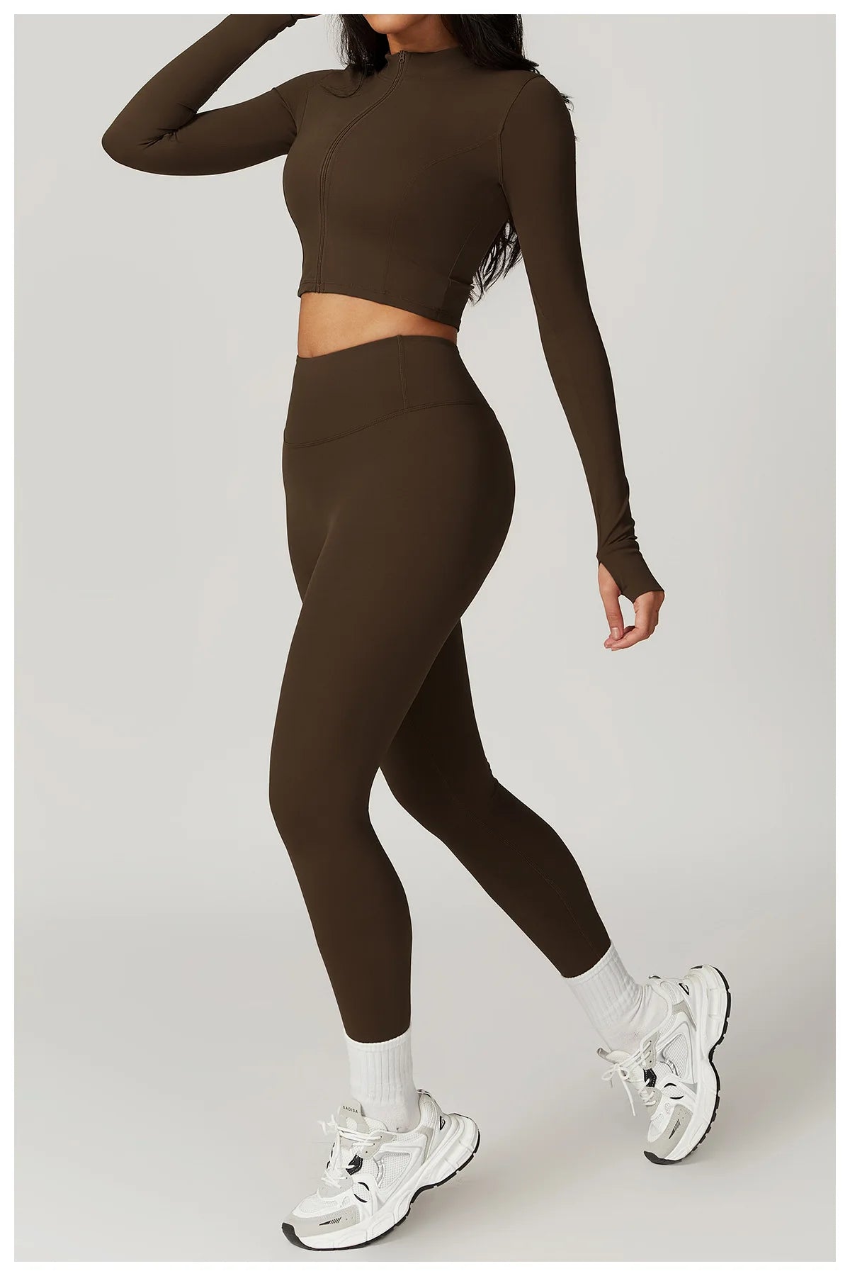 Ensemble Fitness 3 Pièces Sculptant Femme Veste Zippée Brassière Legging - Belle Aura