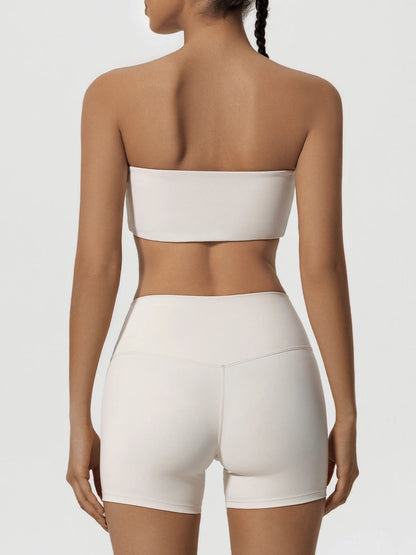 Ensemble Sport Femme Brassière Bandeau Short Taille Haute Sculptant - Belle Aura