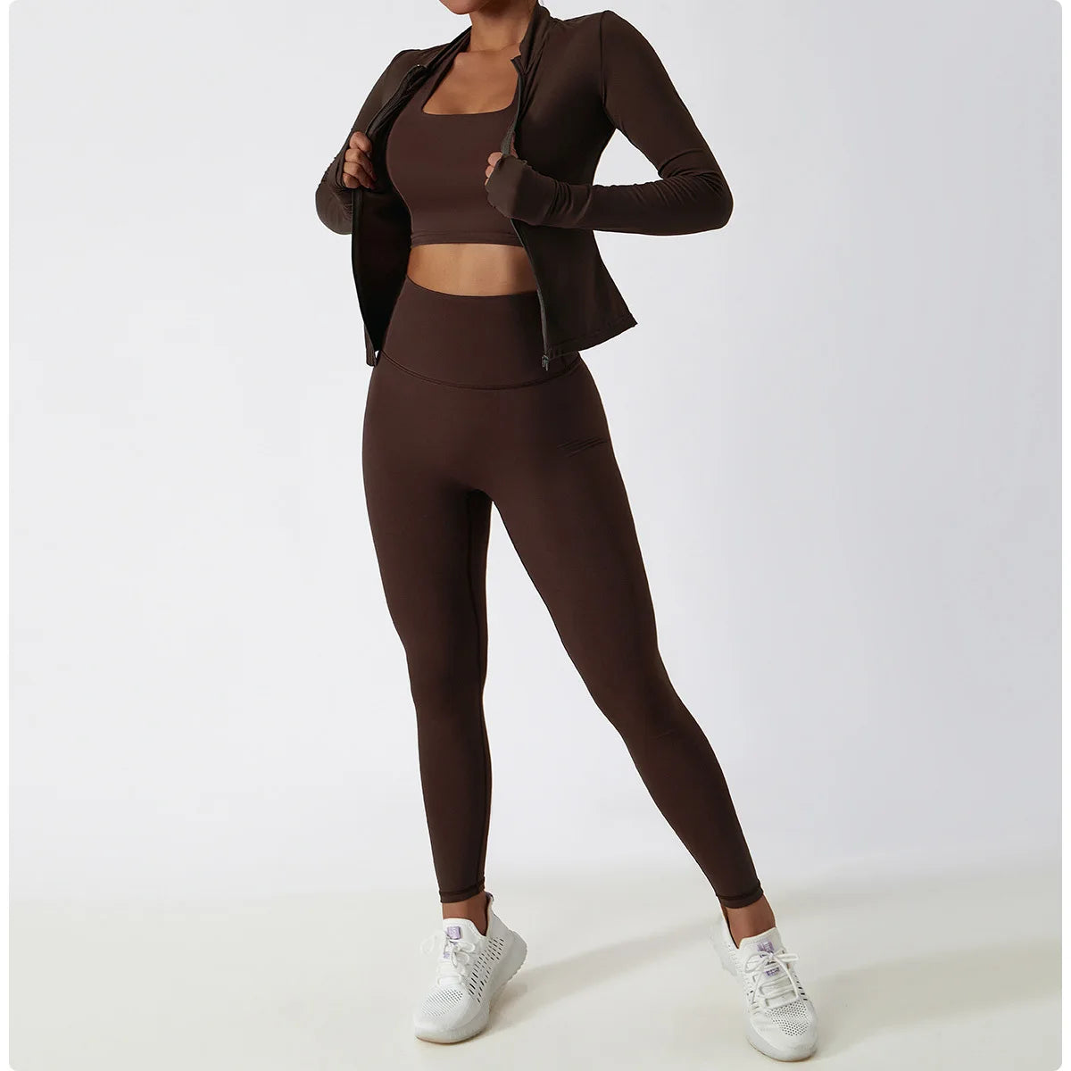 Veste Sport Femme Gainante Zippée Ultra-Ajustée Passages Pouces - Belle Aura