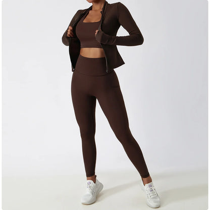Veste Sport Femme Gainante Zippée Ultra-Ajustée Passages Pouces - Belle Aura